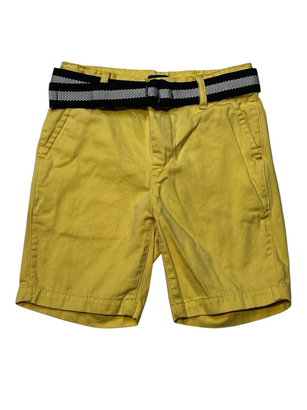 The Children's Place Yellow Chino Shorts with Black & White Stripe Belt Nautical